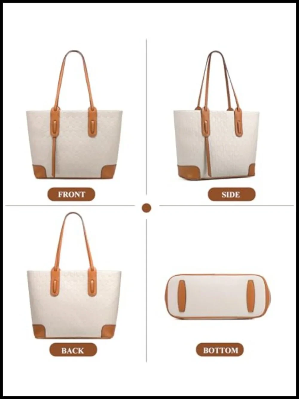 4-Piece Retro Embossed Tote Handbag Set with Card Purse for Women | Synthetic
